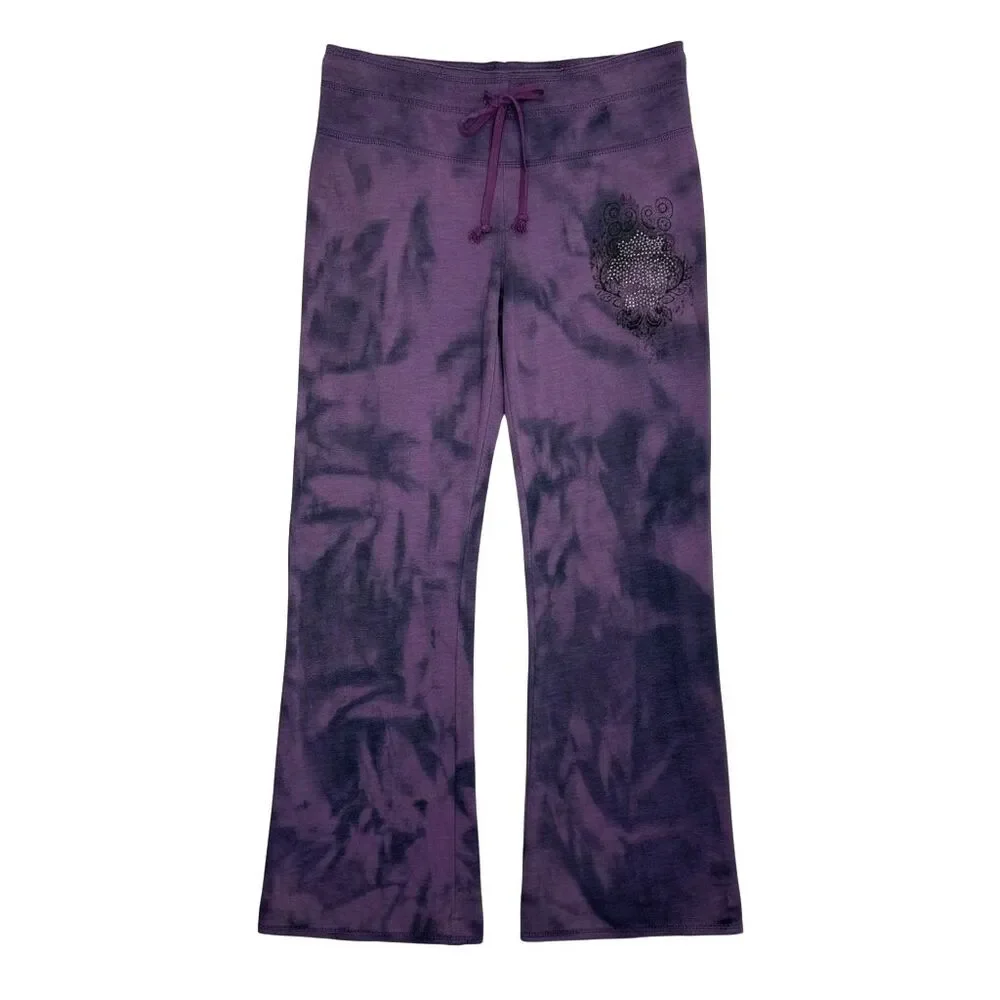 T Party Jacket Low Rise Pants Bundle Set Gothic Rhinestone Tie Dye Purple Gray L
